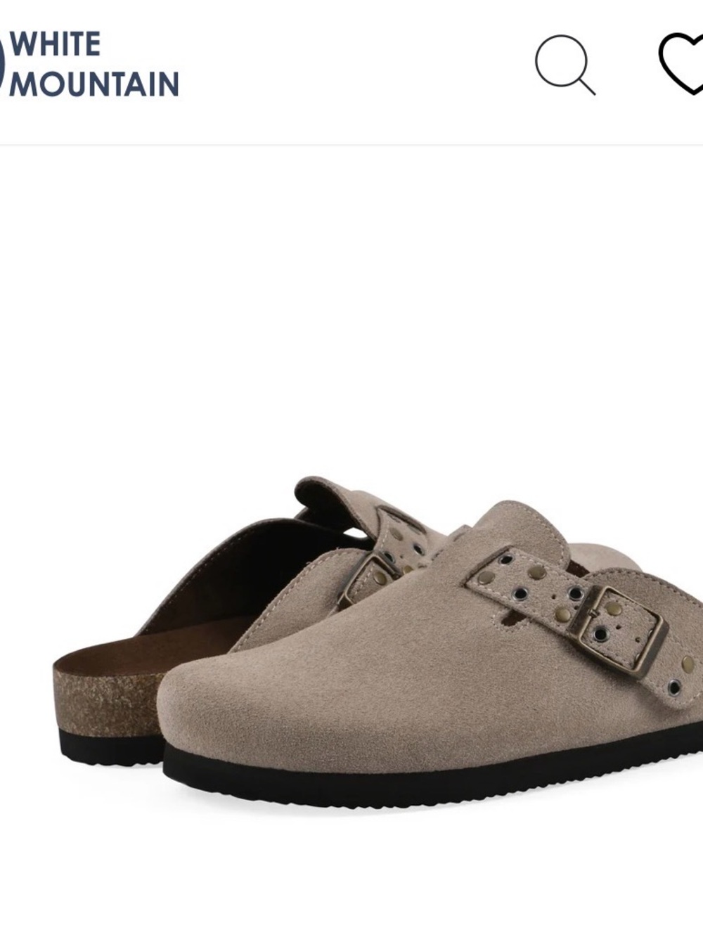 White Mountain Benben Footbed Taupe Suede Slip-On Clog with Buckle